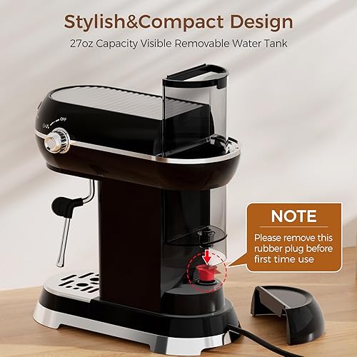 Miniatura 5 de Máquina de café expreso con espumador de leche, cafetera espresso de 20 barras para café con leche y capuchino, máquina de café Expressions con