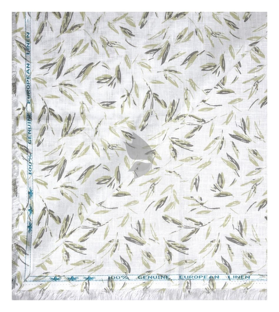 Weaves Empire 100% Genuine European Linen with 100 LEA count Green colour Printed Unstitched Shirt Fabric - 1.60 Mts / VV2197-picture-12