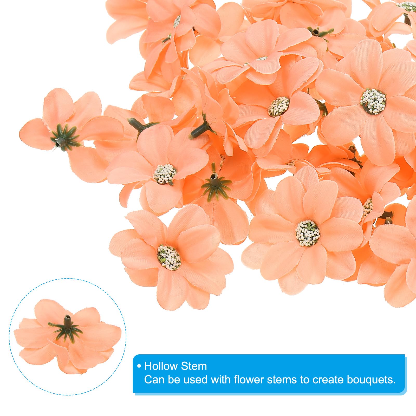 PATIKIL Faux Flower Heads for Crafts 50 Pcs Fake Chrysanthemum Blossom Head Bulk Mini Artificial Silk Flowers Embellishments for Wreath Wedding Party Decoration Orange - Image 4