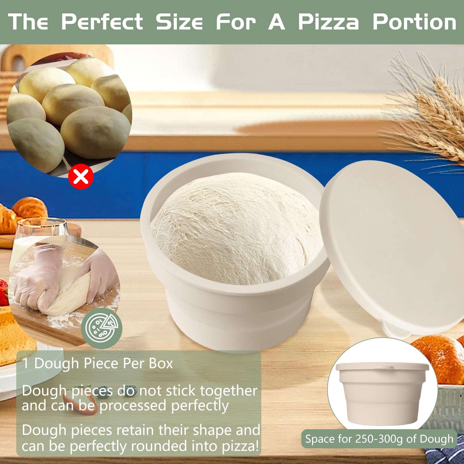Set van 4 pizzabalboxen met deksel, 13 x 7,6 cm, perfect als pizzabox
