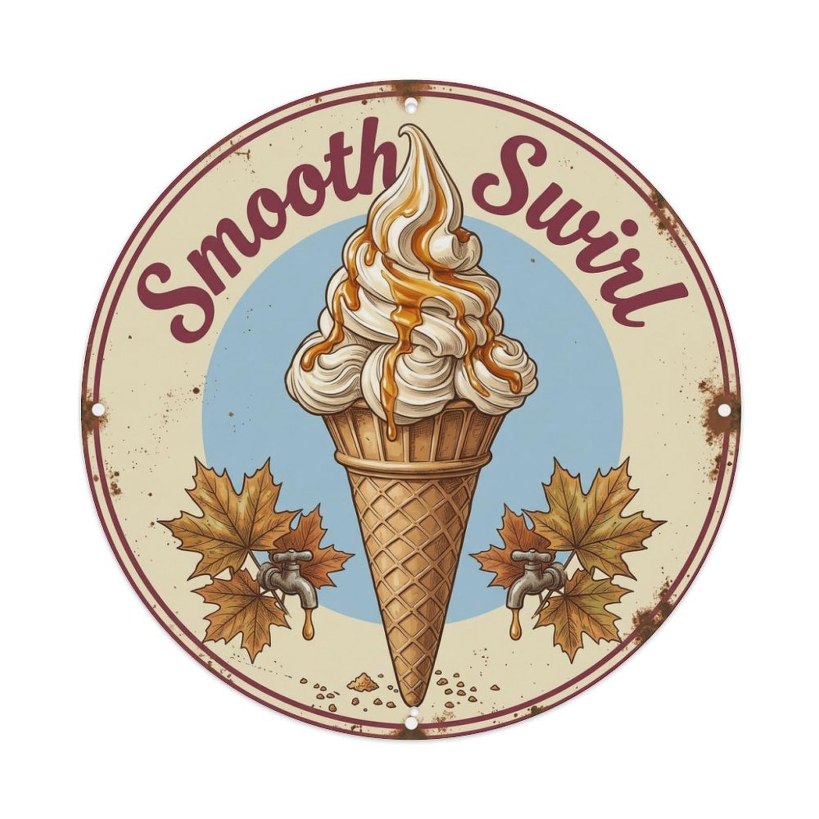 Cwbufd Vintage Style Smooth Swirl Sweet Treats Vintage Metal Tin Sign Plaque Wall Decor For Cafe, Club Bar, Office, Garden Metal Poster 8X8inch