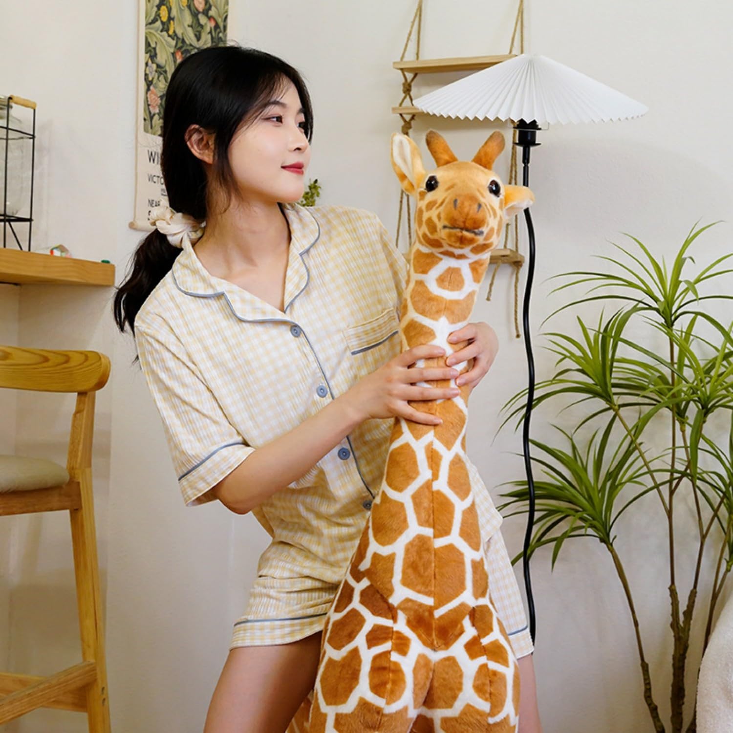 champracer Großes Giraffe Plüschtier, Giraffe Kuscheltier Groß Stehend Riesen Stofftier Puppe Deko Geschenk Kinder Spielzeug Braun Gelb (100cm)