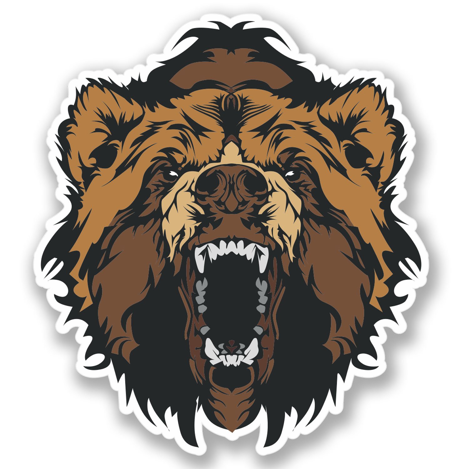 Destinationvinyl Multi 2 X Angry Brown Bear Vinyl Sticker Bike Laptop Helmet Car Bike Motorcycle #4398 (9Cm Wide X 10Cm Tall)