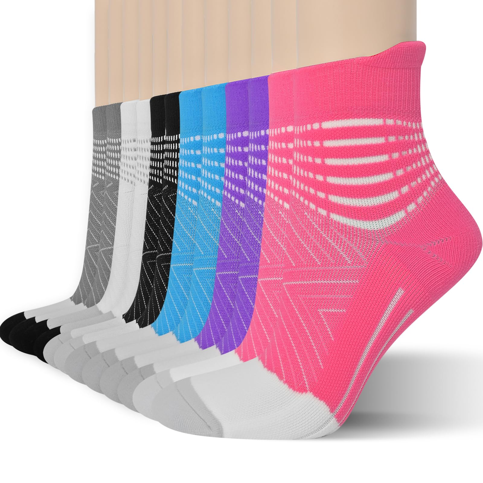 IRAMY Kompressionsstrümpfe Damen Herren Knöchelstütze Laufsocken Kompressionssocken Wicklung Kompressionss Sneaker Sportsocken Gepolsterte Plantar Fasciitis Socken
