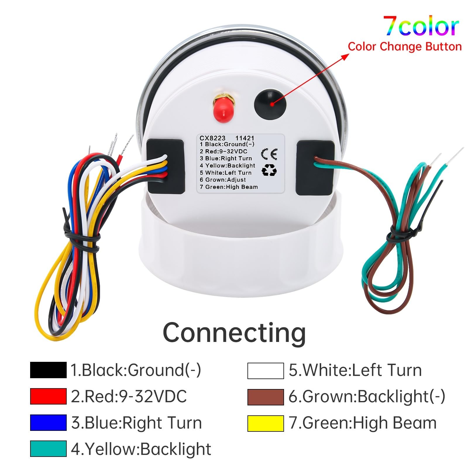 Tachimetro GPS impermeabile da 85 mm for antenna retroilluminazione a 7 colori for moto nautica barca auto camion misuratore di velocità 12V24V(200kmh BN)