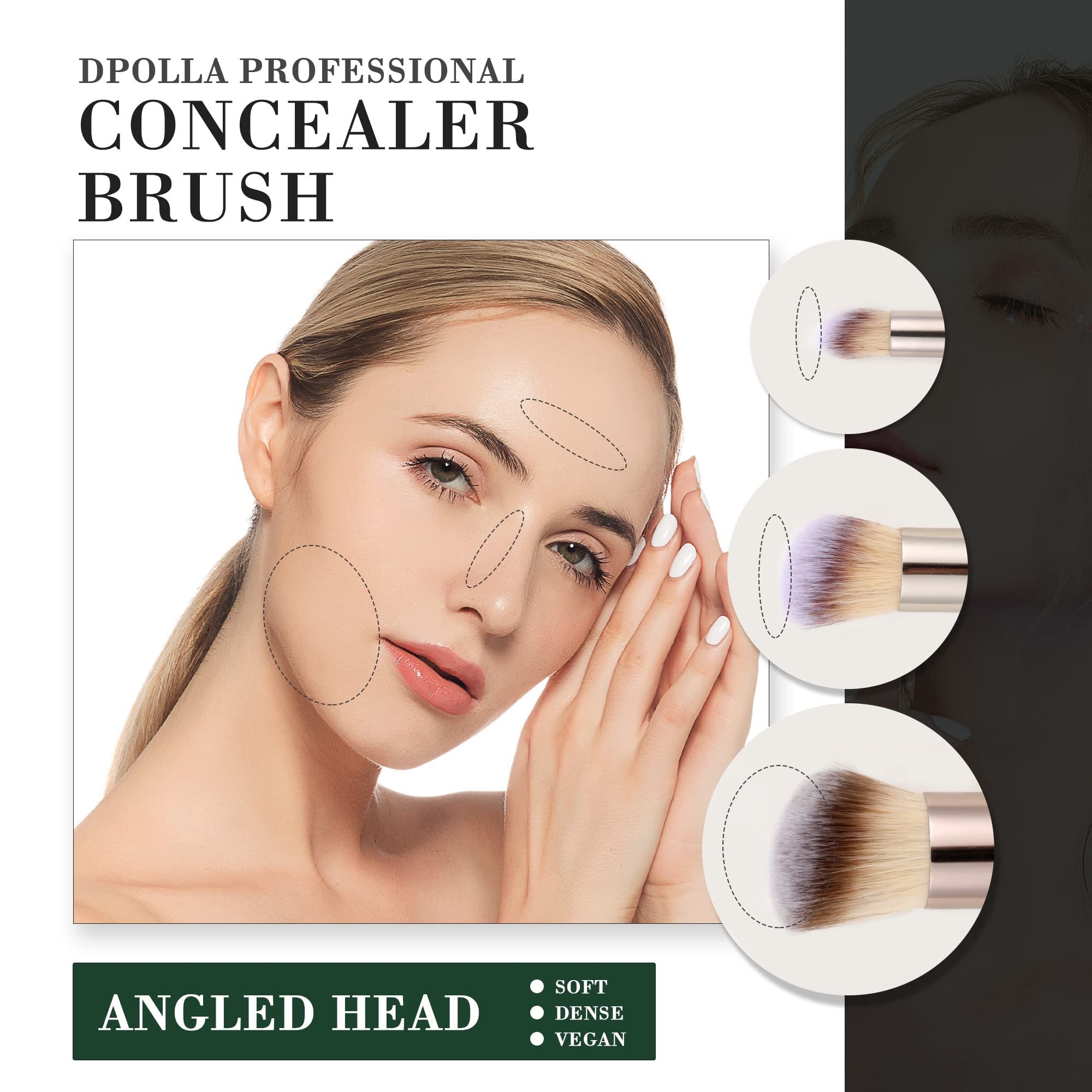 Pennello Fondotinta Liquido, 3 Pezzi Pennello Correttore Viso Blush Make Up Contouring, Perfetto Per Qualsiasi Look, Funziona Con Liquidi, Smalti, Creme, Modellanti, Fard e Ciprie Fissanti