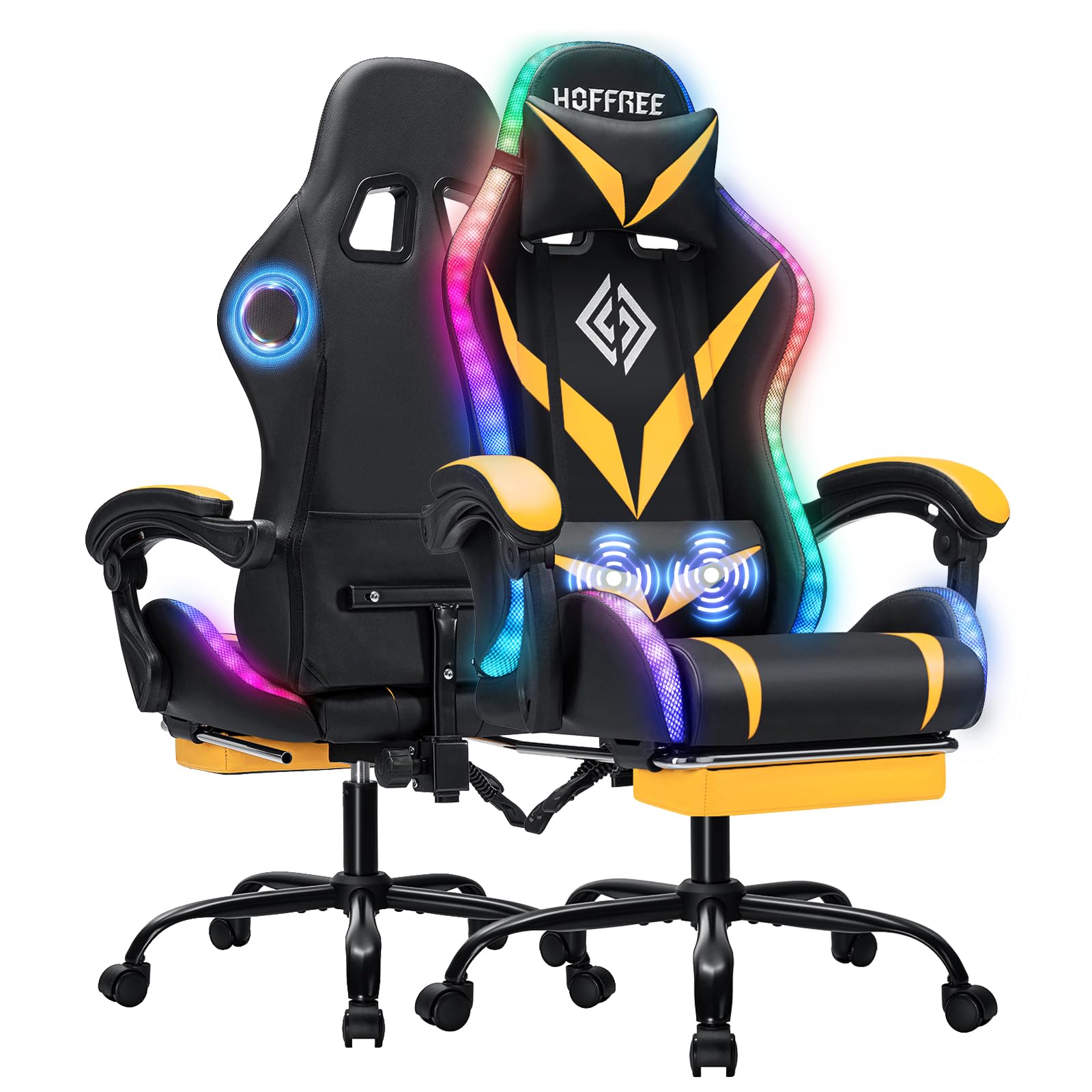 VANSPACE Gaming Chair with Bluetooth Speakers and RGB LED Lights