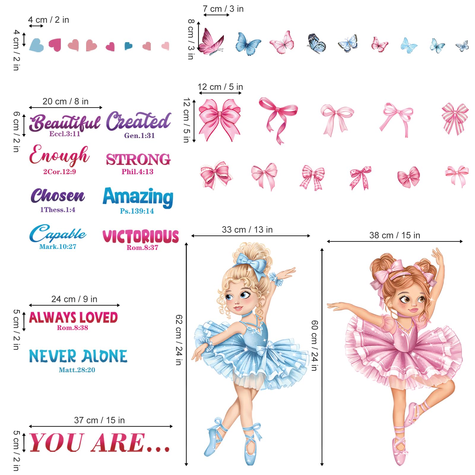 decalmile Pink Dancing Girl Ballerina Wall Stickers Inspirational Saying Butterfly Wall Decals Baby Nursery Bedroom Girls Room Wall Decor - Image 4