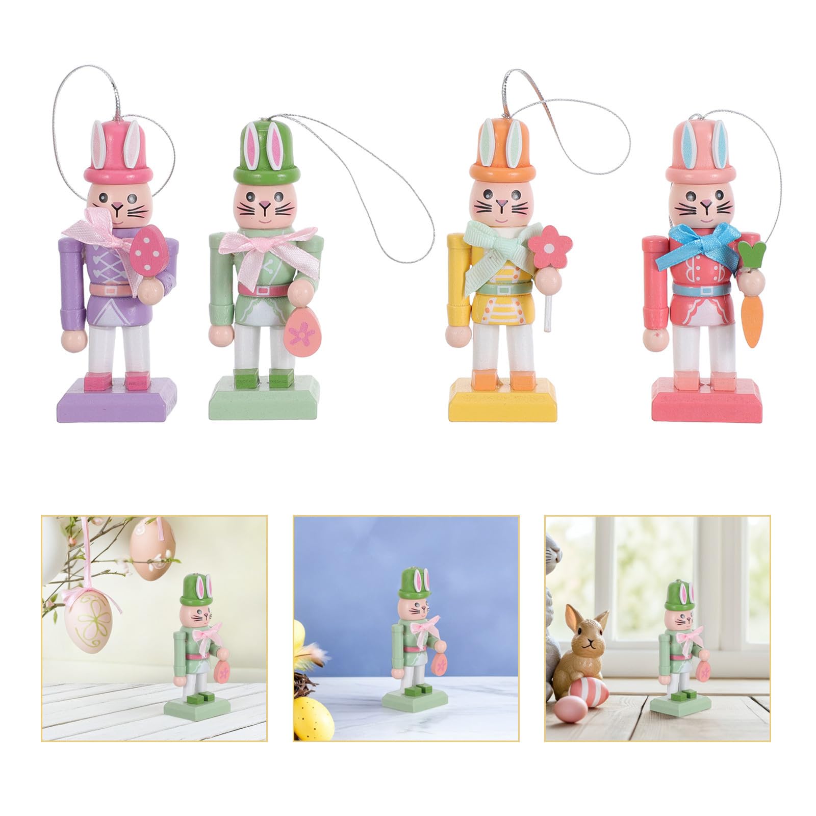 FRCOLOR 20 Pezzi Statuetta Schiaccianoci Coniglio Pasquale in Legno per