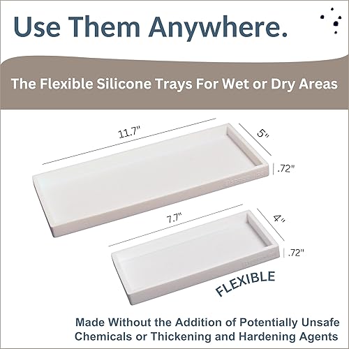 Miniatura 107 de Bandeja de encimera y tocador, 2 bandejas pequeñas de silicona de 7.7 pulgadas, bandeja de jabón de cocina, soporte para jabón de cocina, Gris