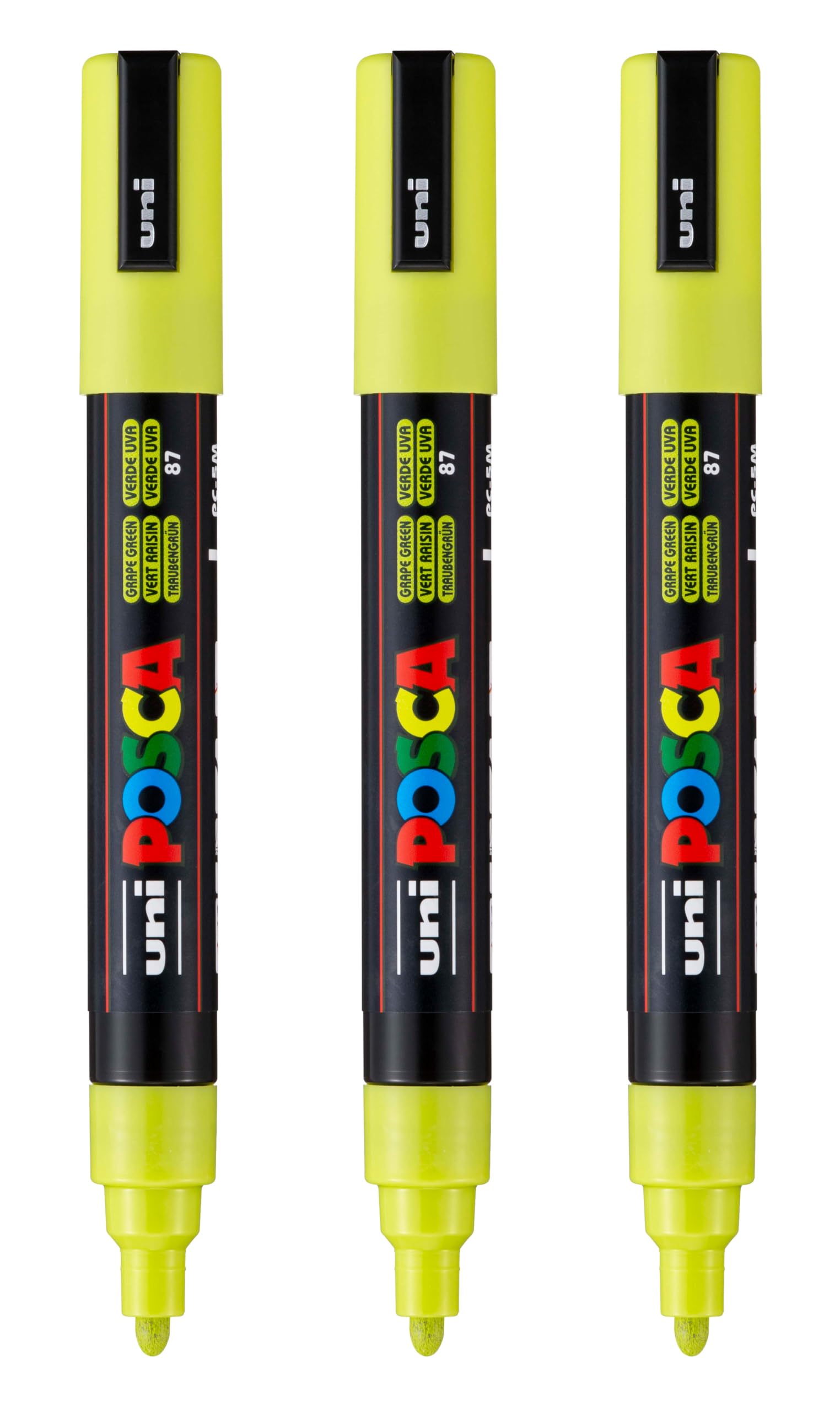posca PC-5M Water-Based Paint Markers, Reversible Medium Tip (1.8-2.5mm), Grape Green, 3 Count