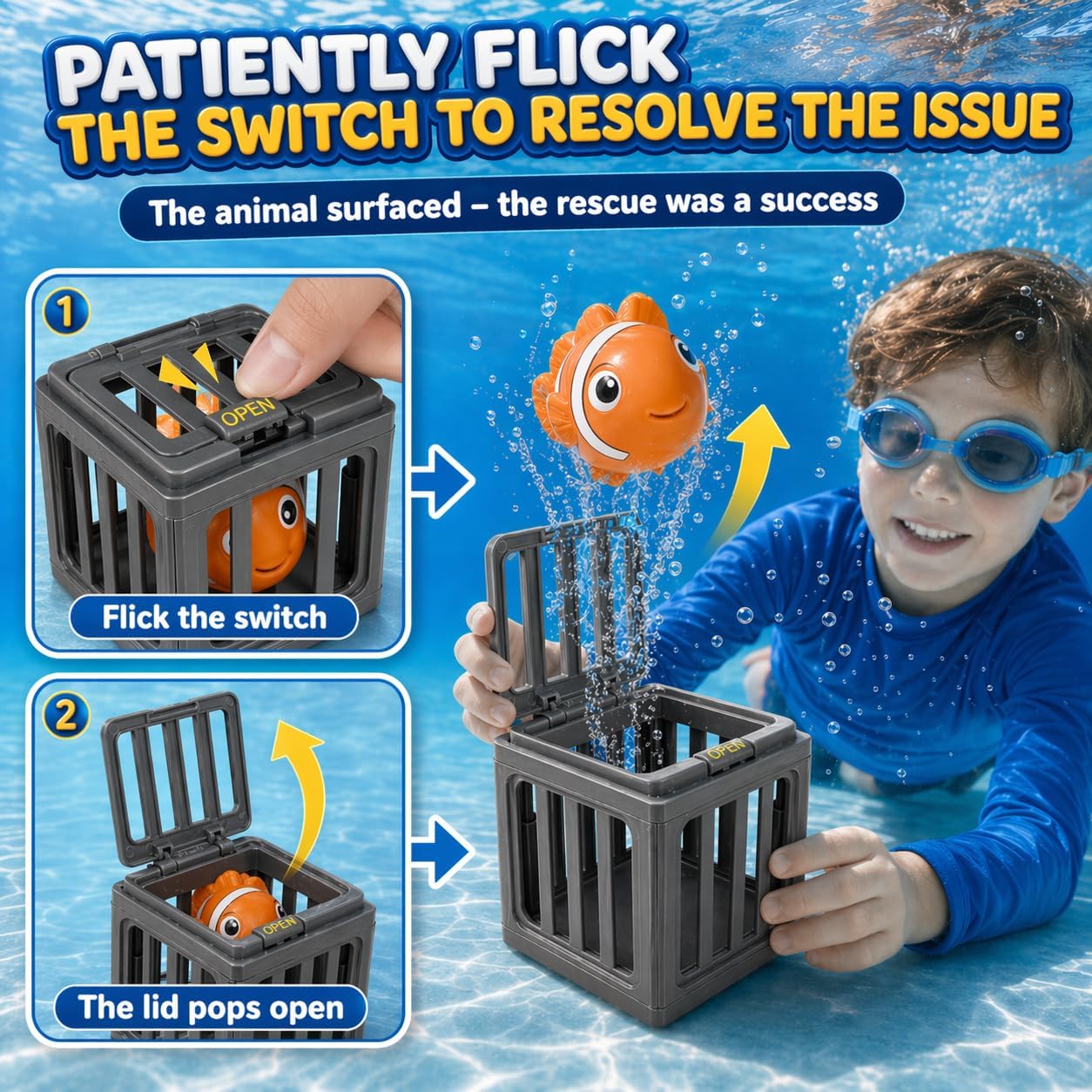 nooncrazy Pool Diving Toys for Kids, 6PCS Underwater Dive Rescue Toys for Water Swimming Dive Pool Game & Children's Bath, Fun Summer Floating Toys for Boys Girls Age 3-12