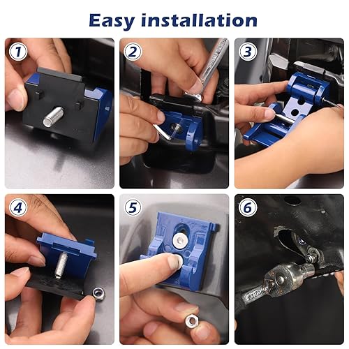 Miniatura 60 de RT-TCZ Kit de pestillos de capó para Wrangler compatible con Jeep Wrangler JK JL Gladiator JT, accesorios exteriores rojos, 2 piezas (3 agujeros)