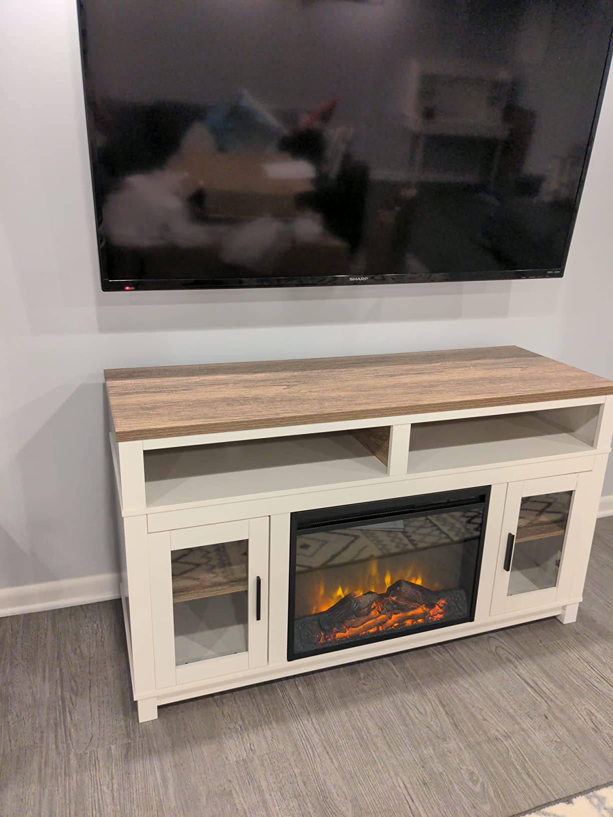 29/mo Finance Ameriwood Home Carver Electric Fireplace TV Stand for