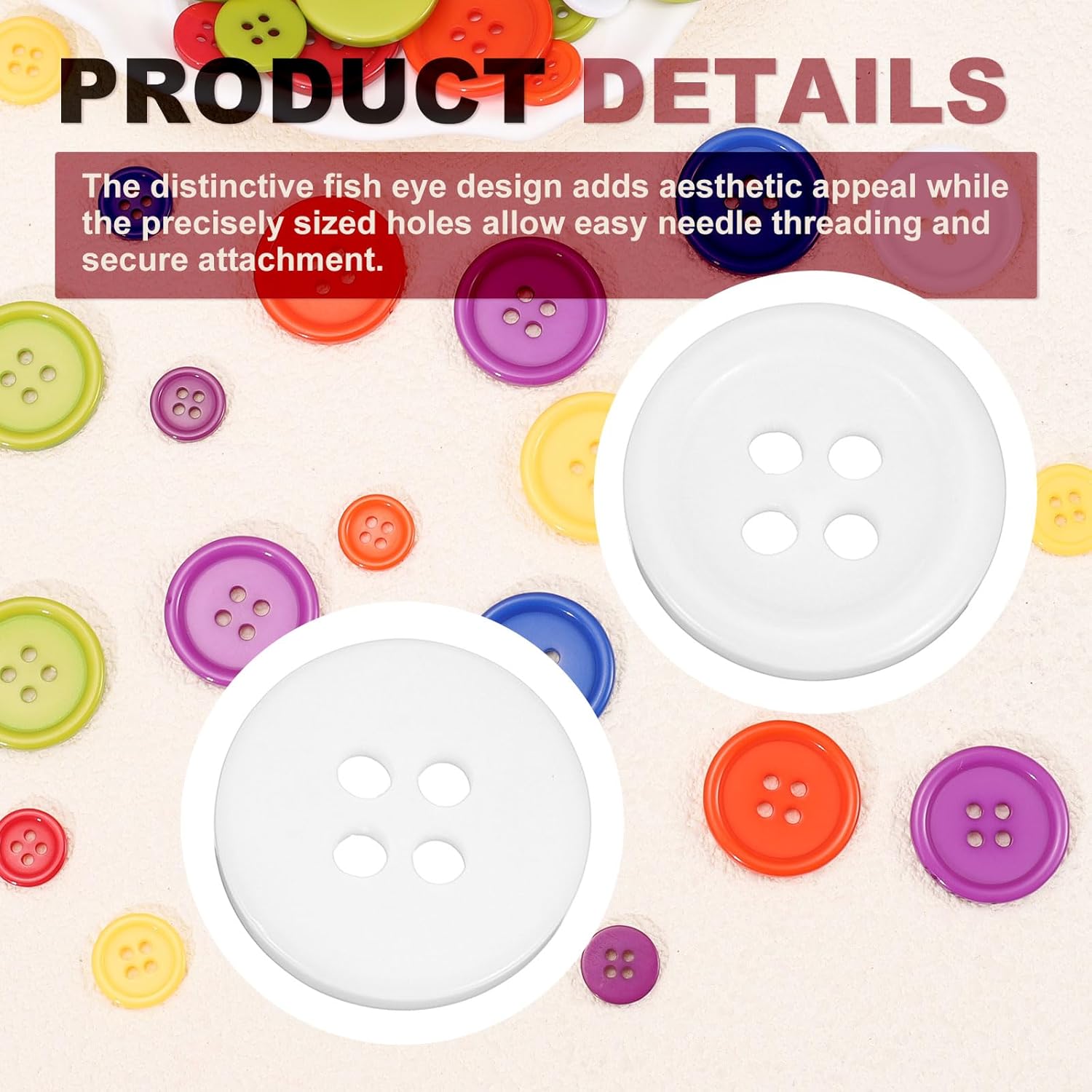 PATIKIL 50Pcs 20L 4-Hole Resin Sewing Buttons for Crafts, 12.5mm 1/2" Round Clothing Fastener Round Resin Buttons for DIY Sewing Clothes Fabric Pants Dress Skirt Crafts Replacement, White - Image 3