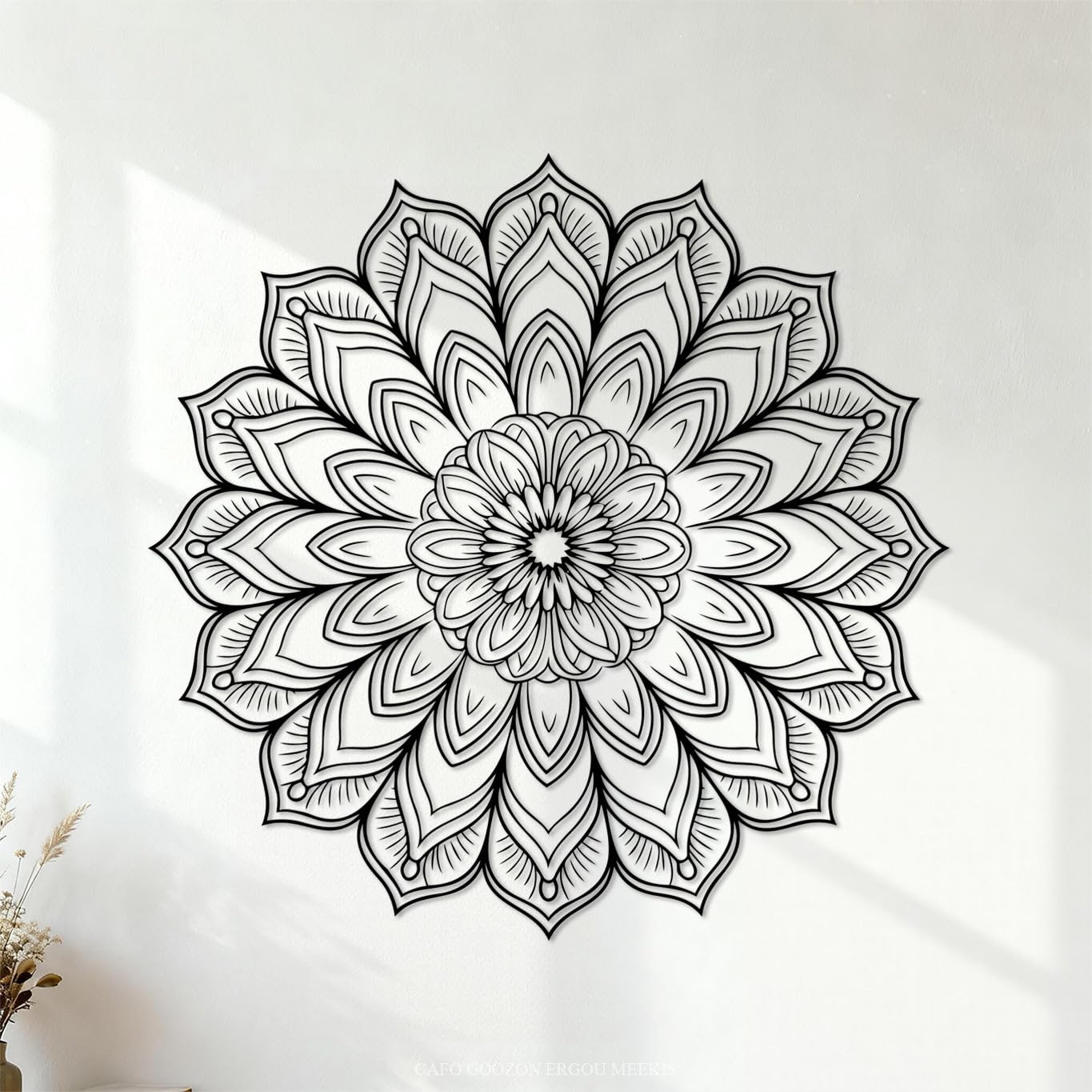 Mural and Wall Vinyl Decal Mandala Outline 72x73.2cm Window Decals Black