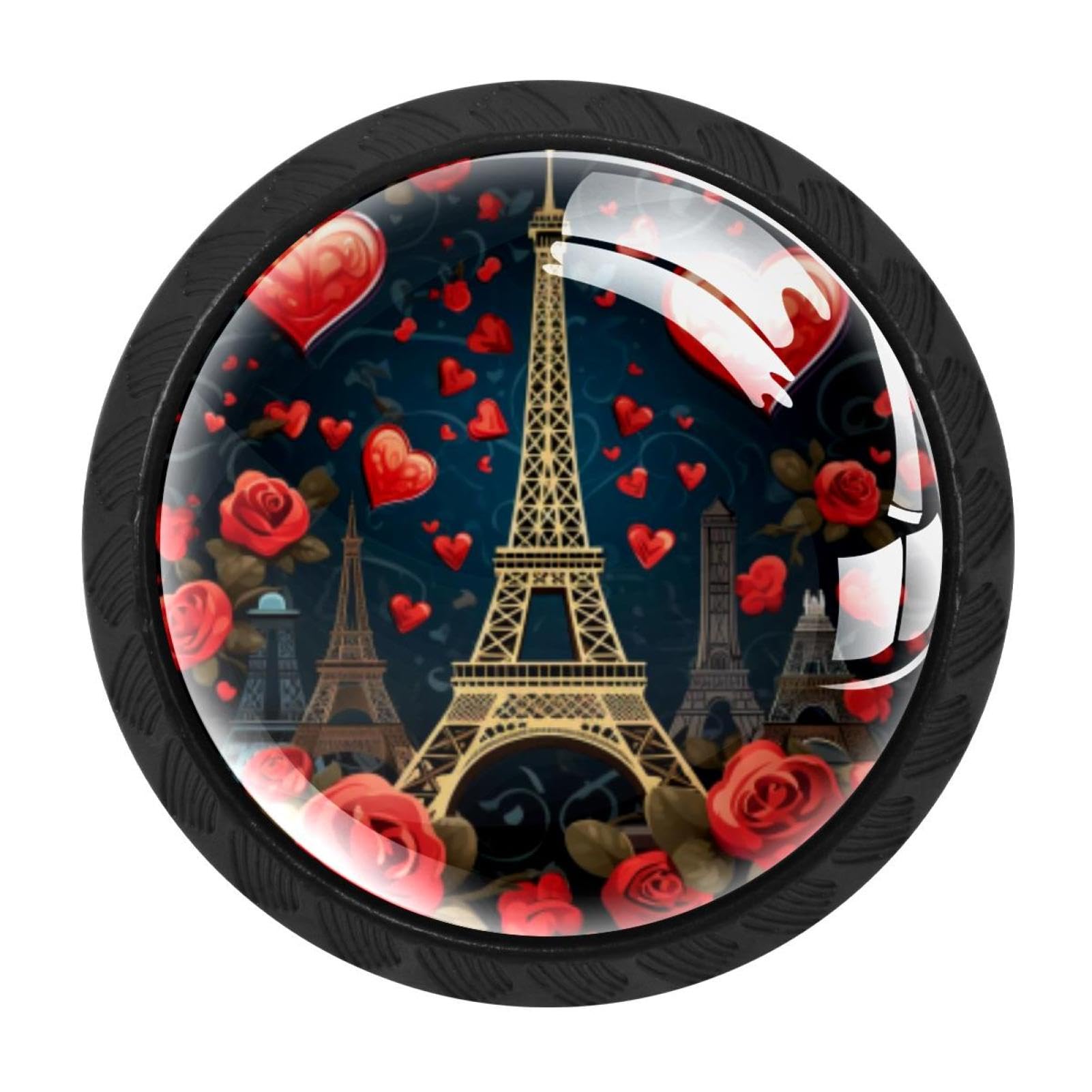 Chenzzzz Multicolored 11 4 Pack Black Eiffel Tower Valentine's Day Kitchen Handles, Cabinet Pulls Hardware For Cupboard Drawer Knobs Dresser Pulls