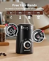 Vista 4 de SHARDOR Electric Super Silent Blade Coffee Grinder, Timed Grind Control Rotary Knob, Adjustable Coarse to Fine for Coffee Beans, Spices & Herbs