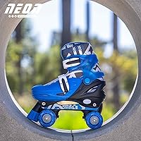 Vista 9 de Yvolution Patines combinados de neón, patines 2-1 cuádruple y en línea para niños con ruedas LED, tamaño ajustable (verde, 12-2)