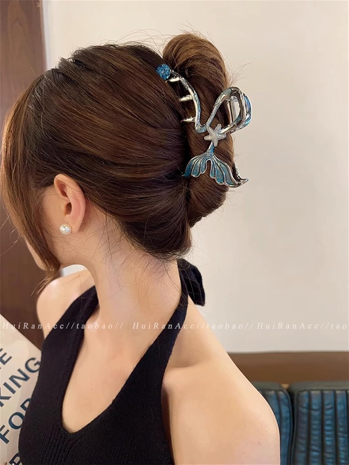 2PCS Hair Clip, fish Hair Claws French Style Pearl Hair Barrette Hair Accessories for Women Girls image 3