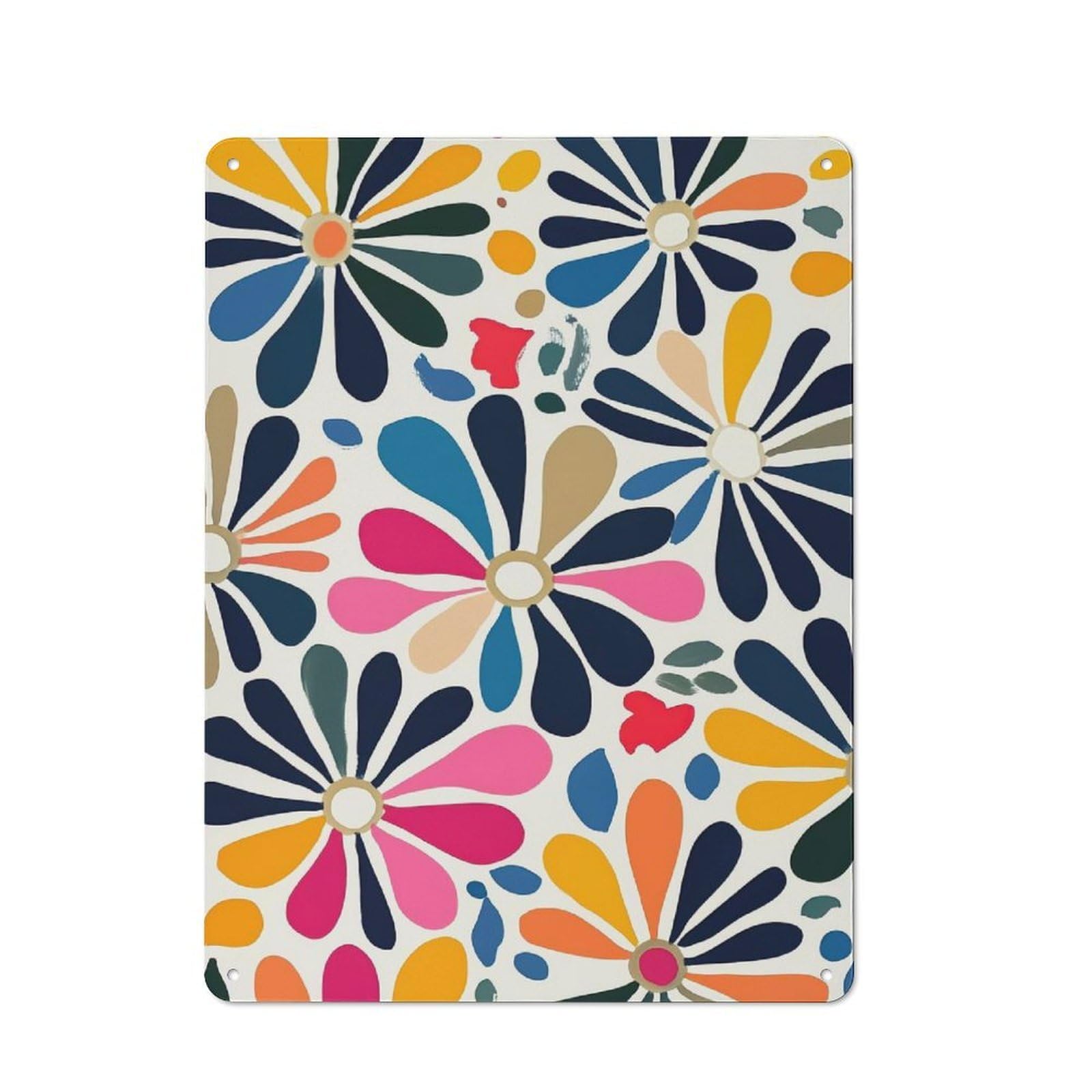Daisies Matisse Floral Modern Vintage Metal Wall Decor 40x30cm, Tin Sign for Hobby Room, Office, Lounge Or Living Room