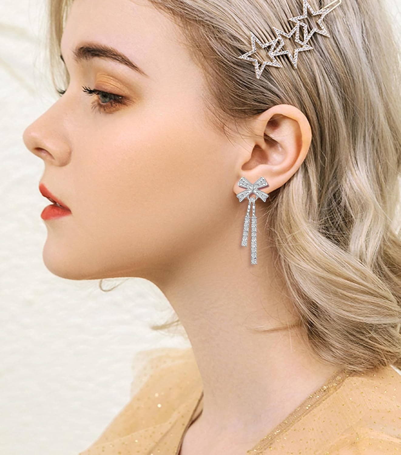 16 Pairs Silver Dangle Earrings For Women,Trendy Diamond Stud Earrings For Women, Hypoallergenic Earrings Dangling for Teen Girls - Image 4