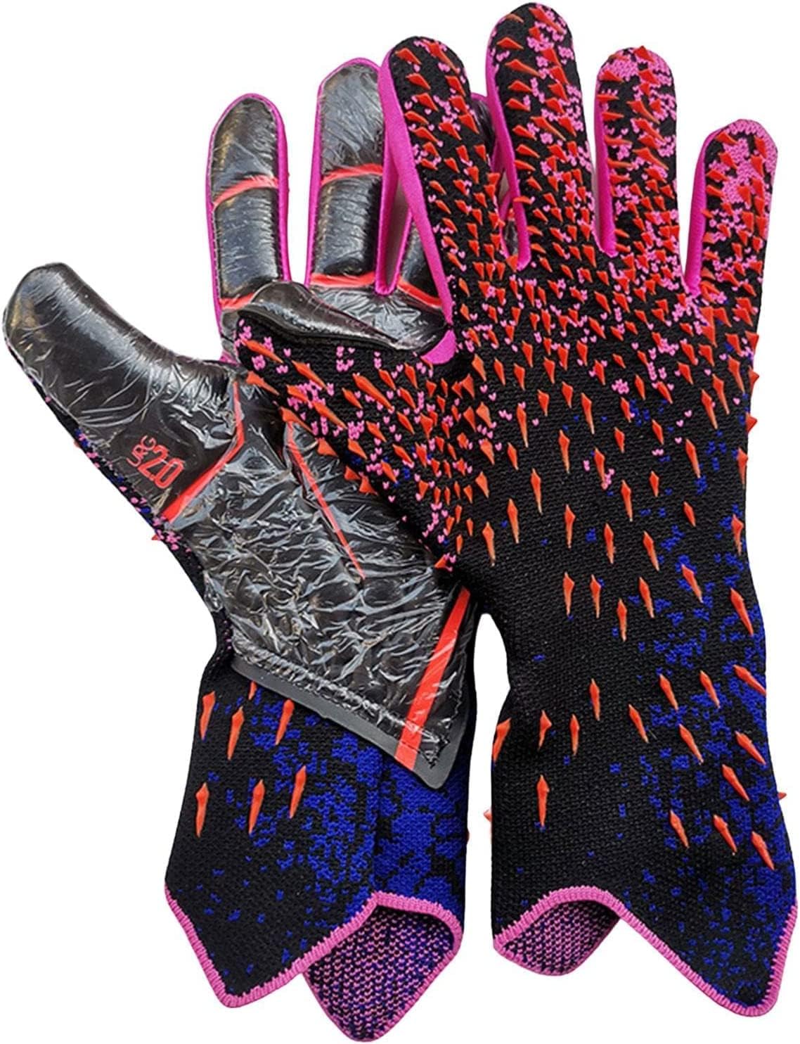 SONLED Goalkeeper Gloves, Strong Grip Soccer Goalie Gloves with Finger Protection, Sticky Grip Leather Tight Soccer Gloves
