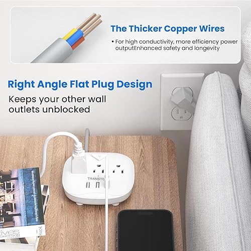 Miniatura 3 de Power Strip with Switch, 3power Strip, 3 USB Ports, 5ft Extension Cord, Quick Charge, Fire Resistant, for Home and Office Christmas Daily Use Item