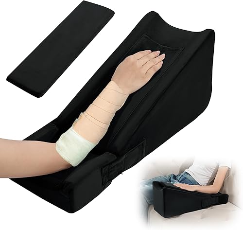 BALAPET Almohada de brazo, almohada de elevación de brazo de apoyo ergonómico suave, almohada de cuña para reposar codos con bolsillo, almohadillas