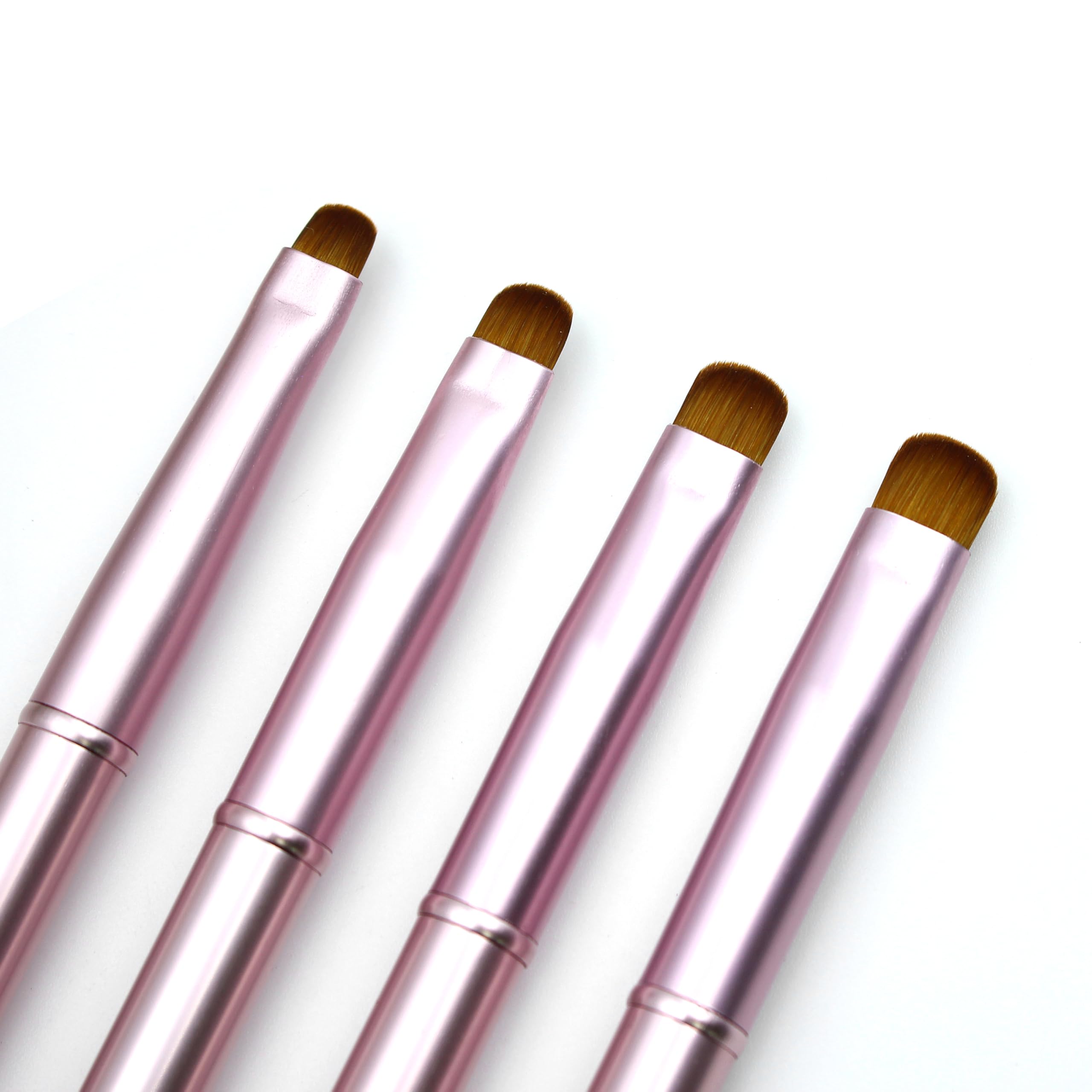 4 pennelli per unghie francesi in metallo rosa, pennello professionale a punta francese, spazzola per la pulizia delle unghie (#10, #12, #14, #16)