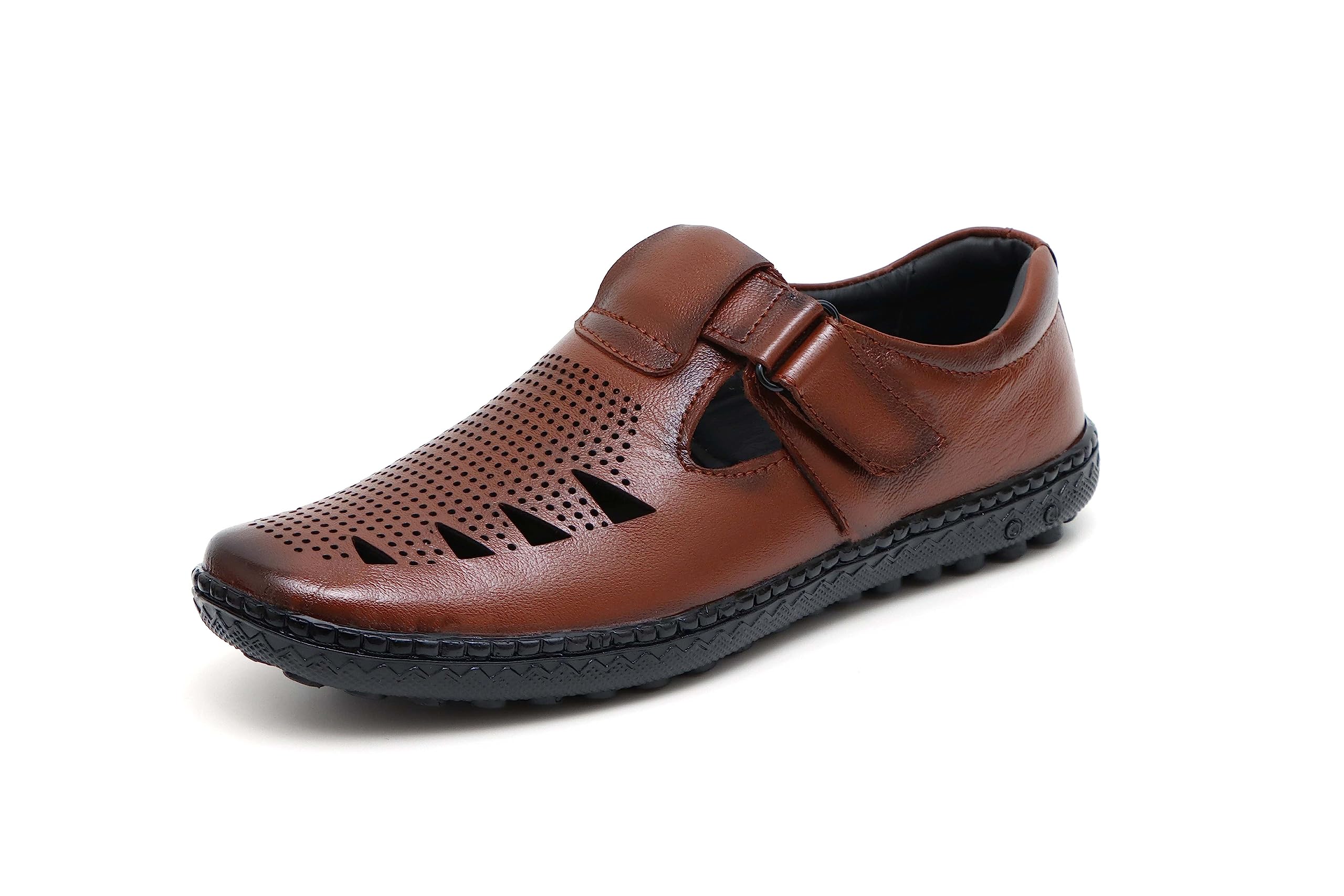 ARAMISHMen's Genuine Leather Pull On Sandals