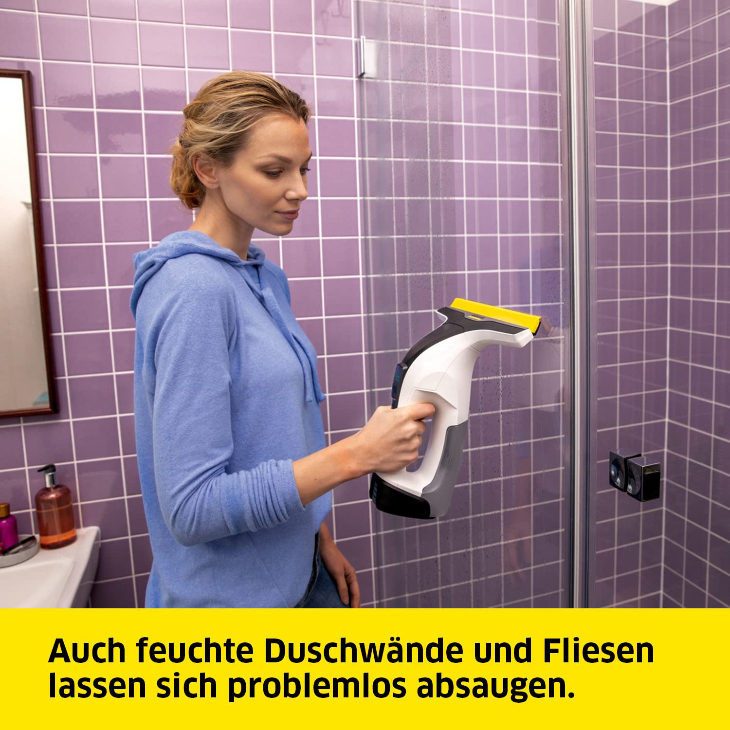 KÄRCHER Fenstersauger WV 4-4 Plus, Battery Power 4/25 Akku, 150 ml Tank, LED-Anzeige, Sprühflasche mit Mikrofaserbezug, 20 ml Konzentrat, ohne Akku