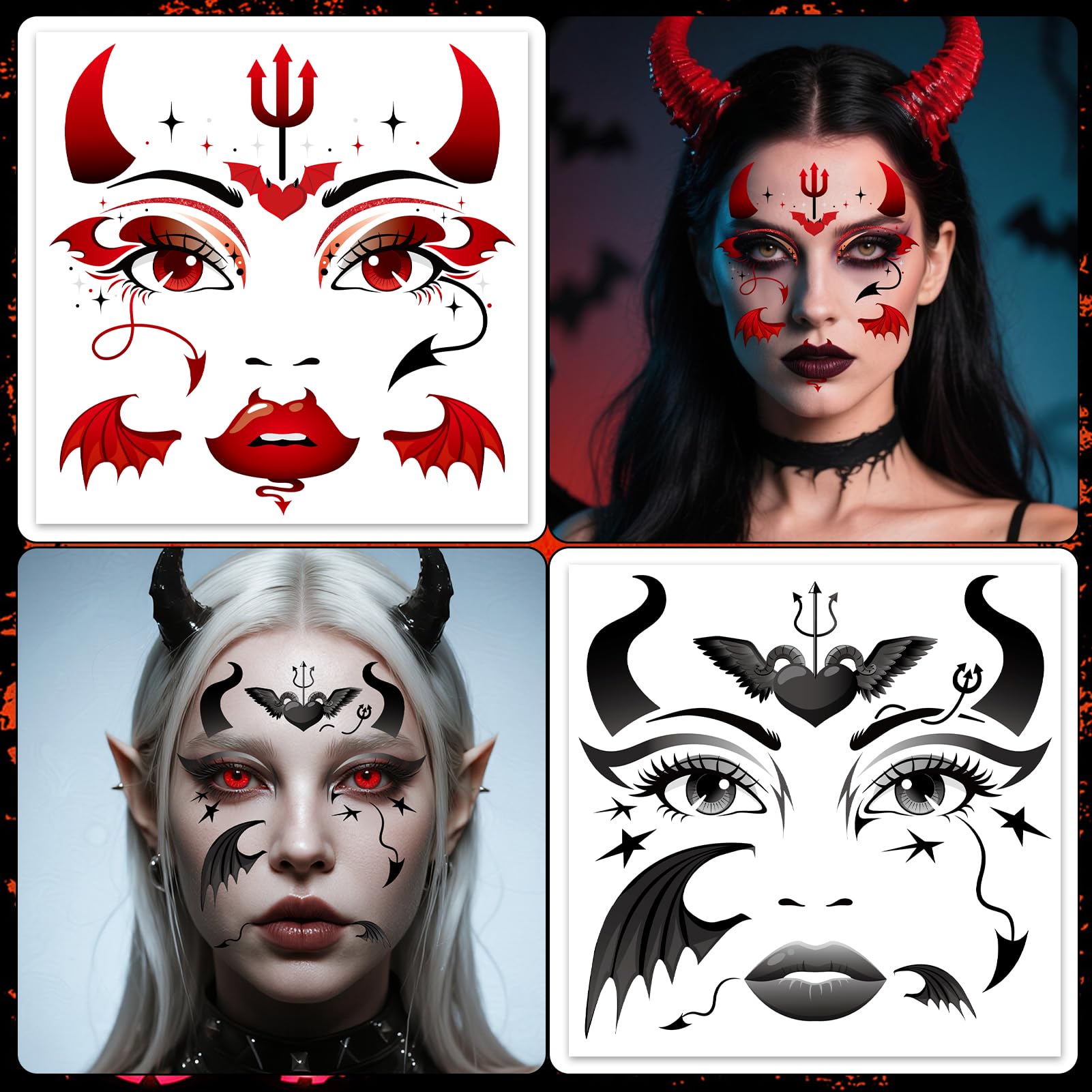 HOWAF 4 PCS Halloween Face Tattoos - Image 4