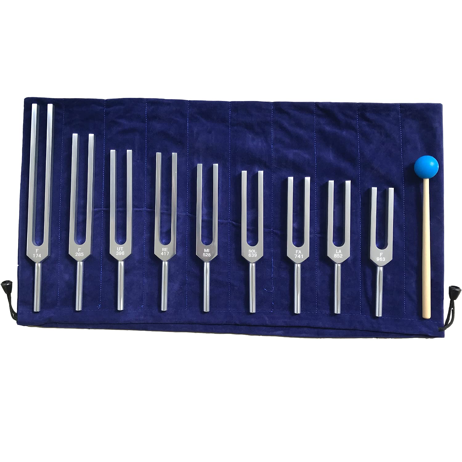 9 Packs Solfeggio Tuning Forks Set (Silver), Chakra Forks for Balancing, Sound Healing, DNA Repair, Mind Body Therapy Tuner, Vibration (174Hz, 285Hz, 396Hz, 417Hz, 528Hz, 639Hz, 741Hz, 852Hz, 963Hz)