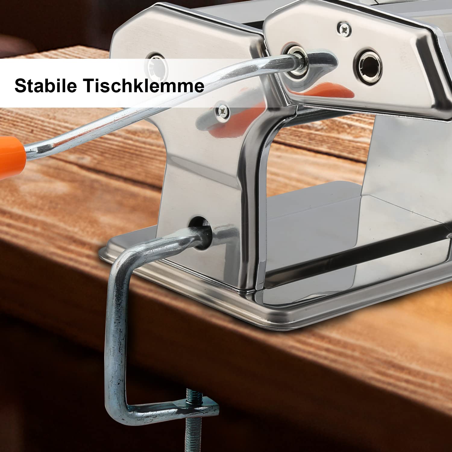 Fiqops Máquina manual para hacer pasta de acero inoxidable, 7 ajustes de grosor ajustables, máquina para hacer pasta con 2 cortes, para hacer espaguetis frescos, lasaña.