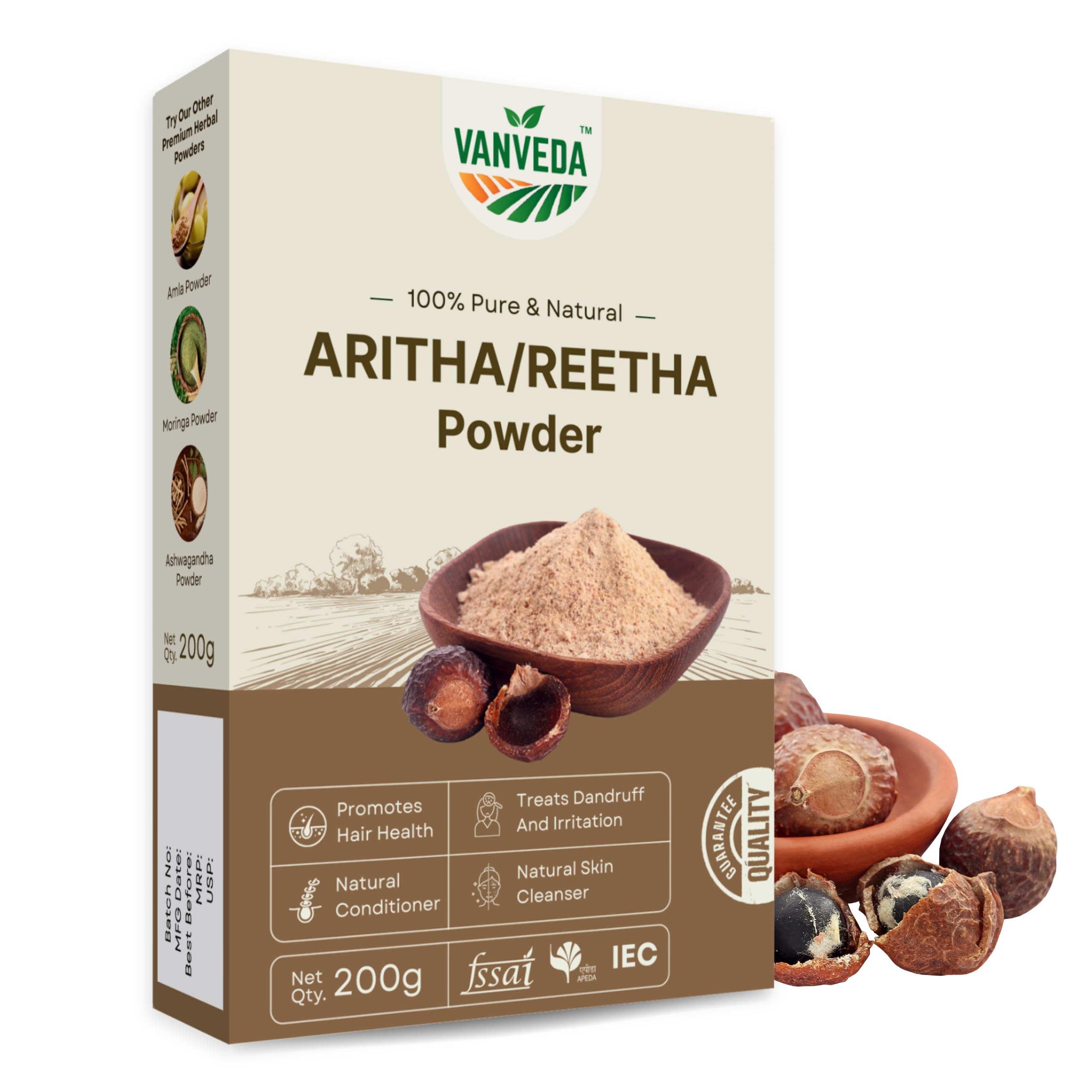 Vanveda Reetha Powder for Hair & Skin | | Herbal Reetha Cleanser | Natural & Chemical-Free Shampoo Substitute | Nourishes Scalp & Reduces Dandruff |-picture-51