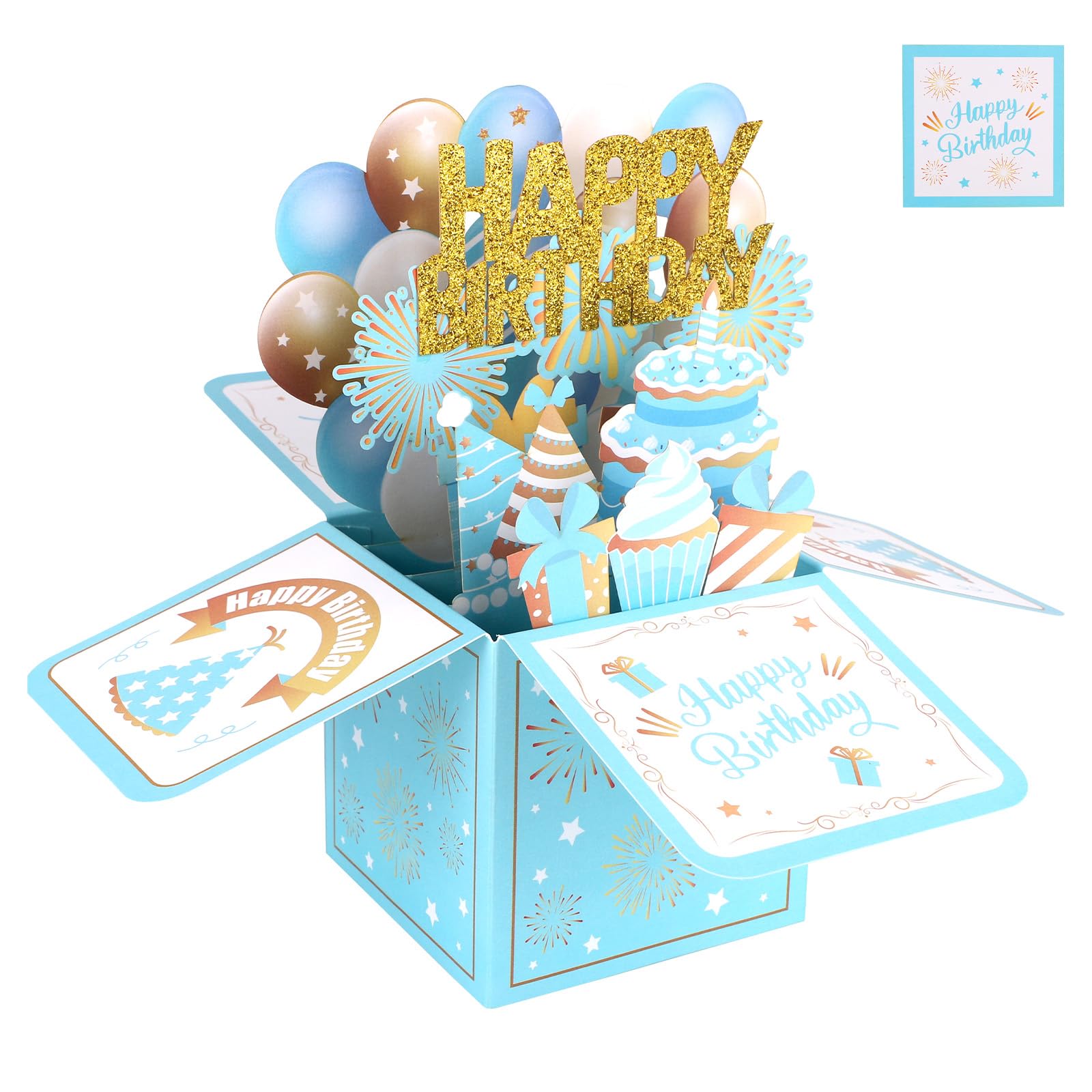3D Pop Up Birthday Card, Colorful Balloons and Fireworks 3D Gift Box Happy Birthday Pop Up Card with Envelope Creative Gift Ideas for Mom Dad Wife Husband Sister Brother โ image 1