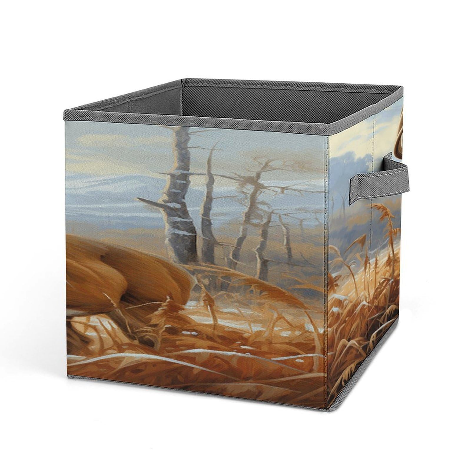 VstaDank Buck Deer Storage Bin Collapsible Storage Cubes Organizer Oxford Cloth Storage Box with Dual Handles Large Stackable Closet Storage Bins for Sheets Hat Sweater