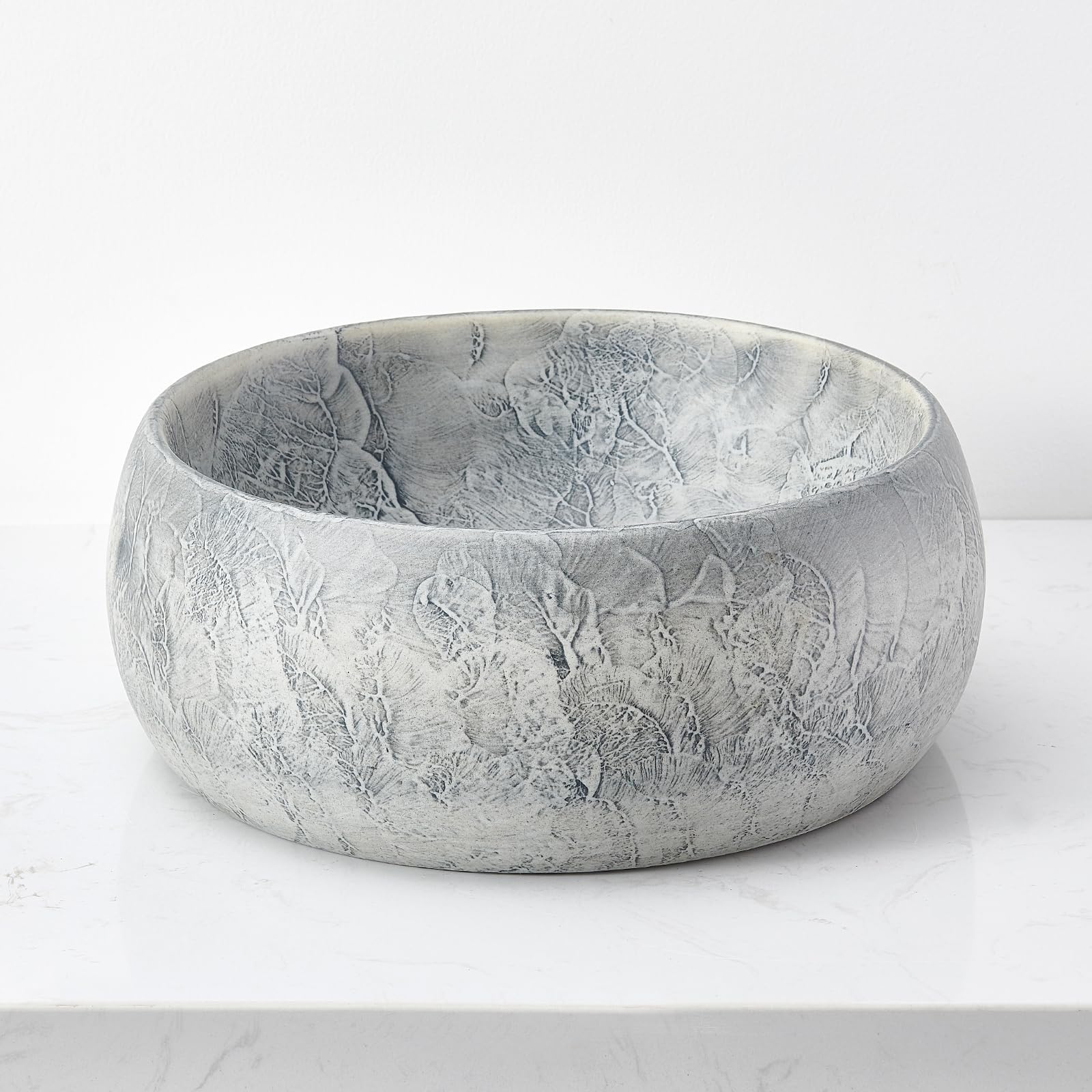 NATURFLAIR FCH5406 Bathroom Ceramic Wash Basin Countertop Wash Basin Round 390 x 155 mm Handmade Wash Bowl