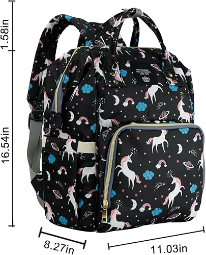 Miniatura 2 de Juego de bolsa de pañales, mochila multifunción para el cuidado del bebé para mamá papá, gran capacidad, mochila de viaje unisex, negro (Black #3),