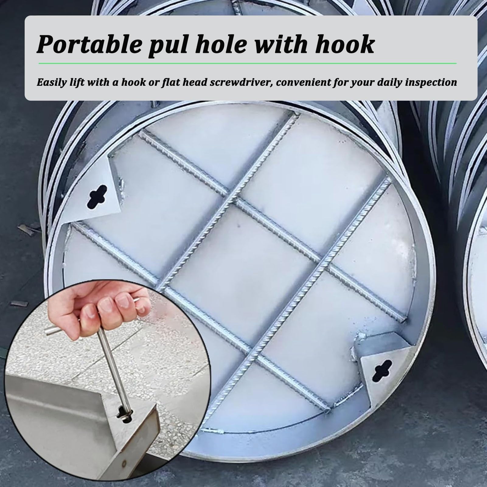 Generico Coperchio Invisibile a Incasso in Acciaio Inox per pozzetto di ispezione e Accesso alla Fossa settica – Coperchio Resistente per vialetto, Cortile, Prato, Giardino e marciapiede, Diametro 45