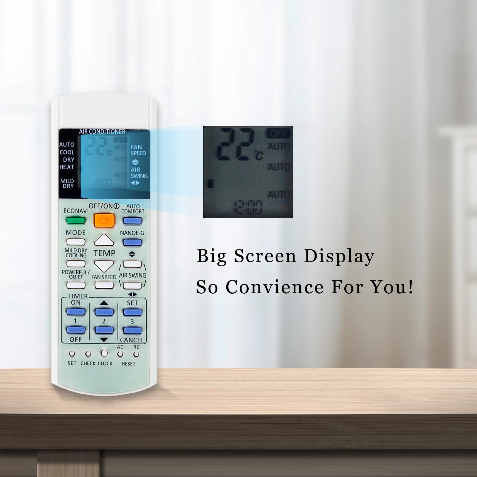 Telecomando AC per condizionatore d'aria Panasonic, A75C3300, compatibile con Panasonic A/C A75C3772 A75C3607 A75C3208 KTSX5J A75C3167