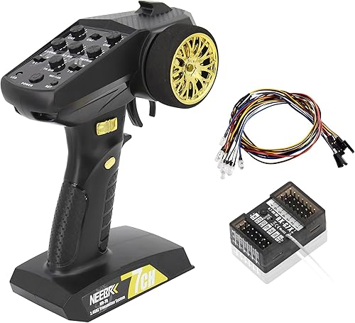Miniatura 9 de NEEBRC Transmisor RC de 7 canales con receptor, sistema de control de luz integrado y juego de 12 luces LED, control remoto de radio de 2.4 GHz para