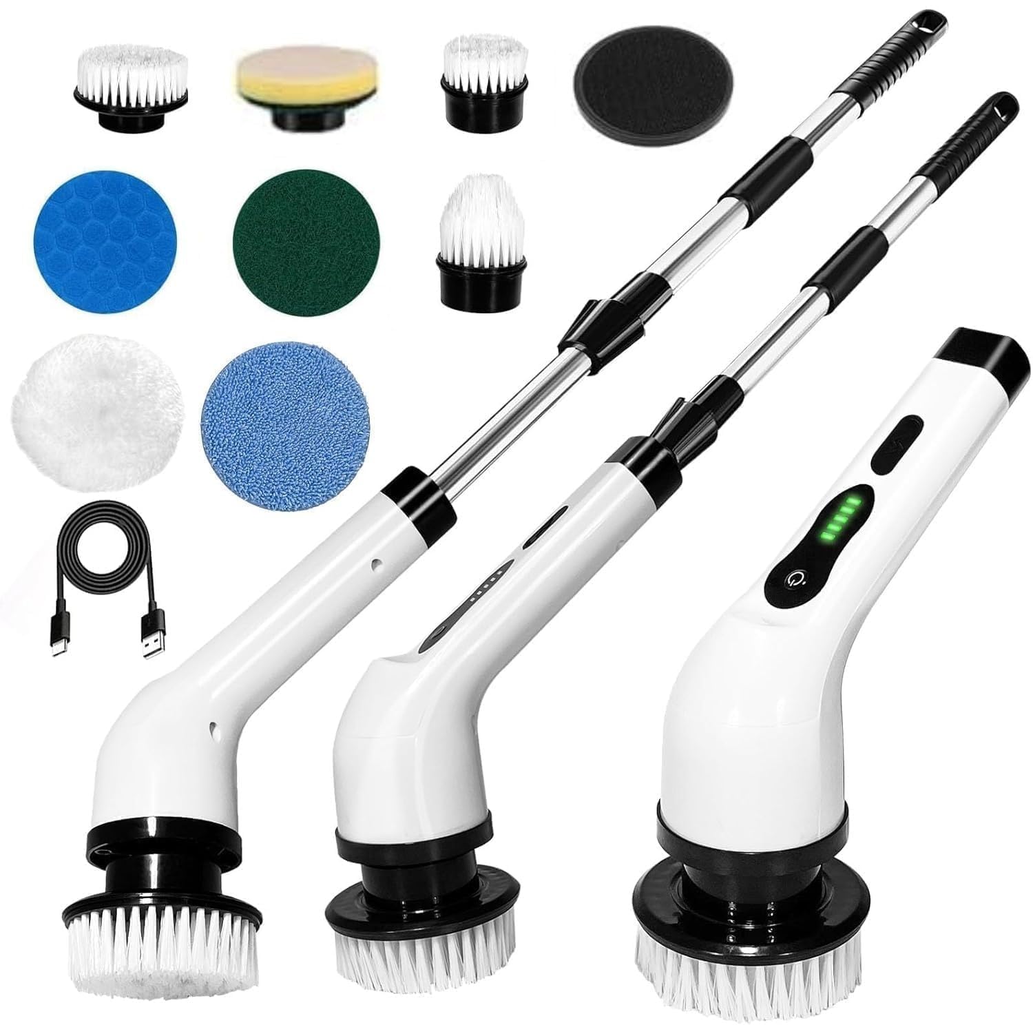 Electric Spin Scrubber 9-in-1 | Cordless Bathroom Cleaning Brush with 8 Brush Heads, 2 Adjustable Speeds & Extendable Handle | Floor, Tile, Kitchen, Sink, Tub & Wall Cleaner-image-17