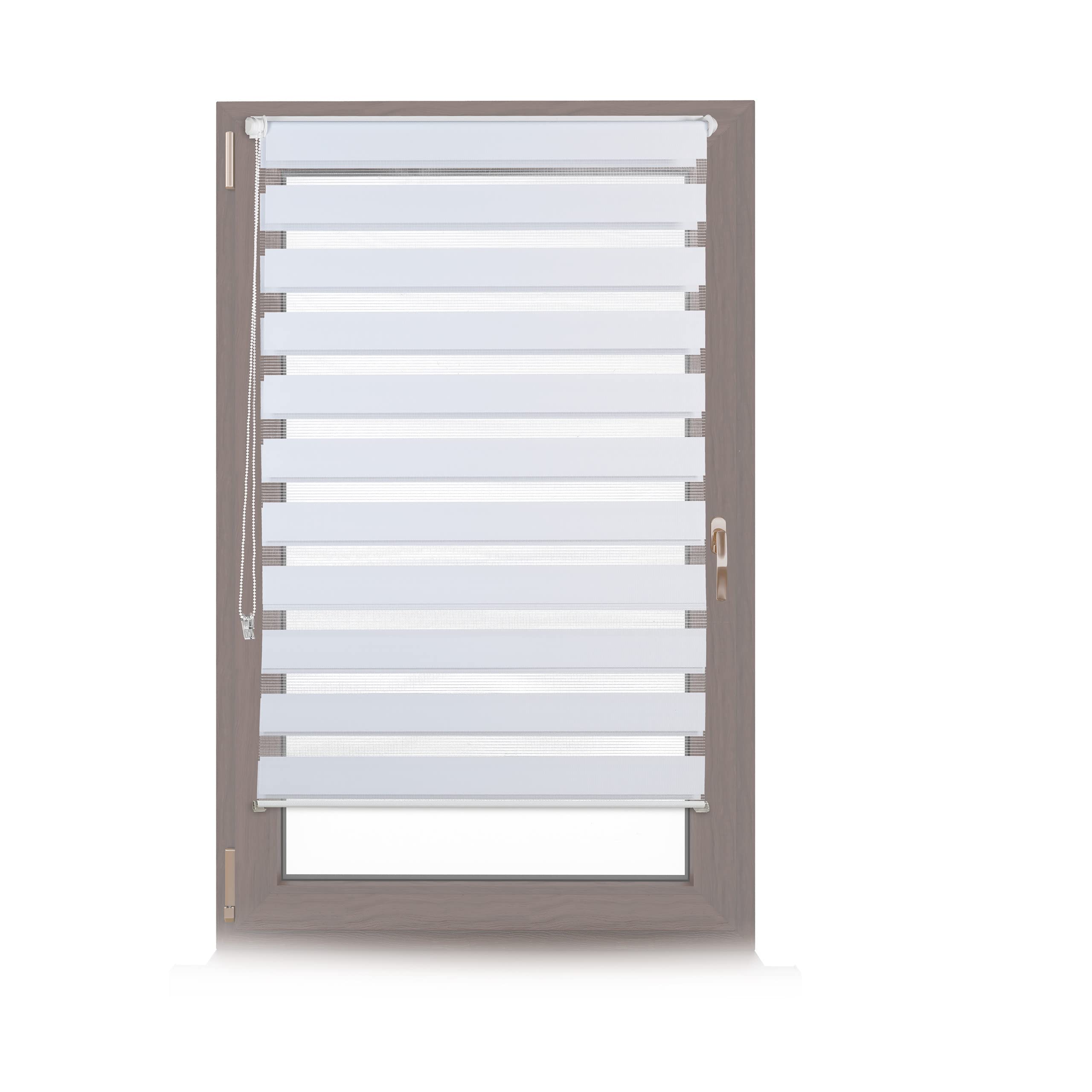 Relaxdays Store enrouleur double face klemmfix en blanc sans perçage fenêtre porte balcon en tissu 81x156 cm, blanc