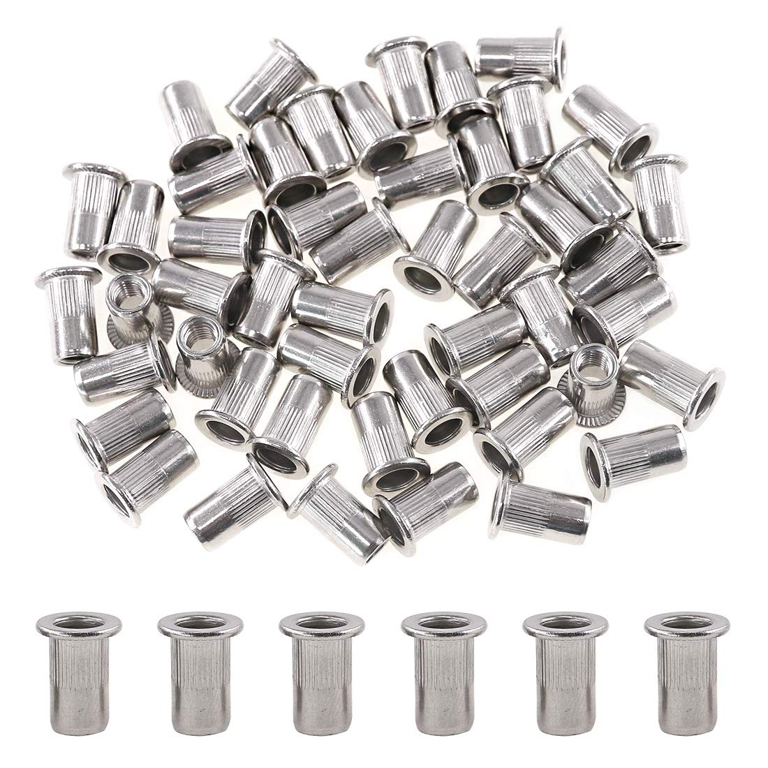 Buy Glarks 50Pcs 304 Stainless Steel M5 Flat Head Threaded Rivetnut