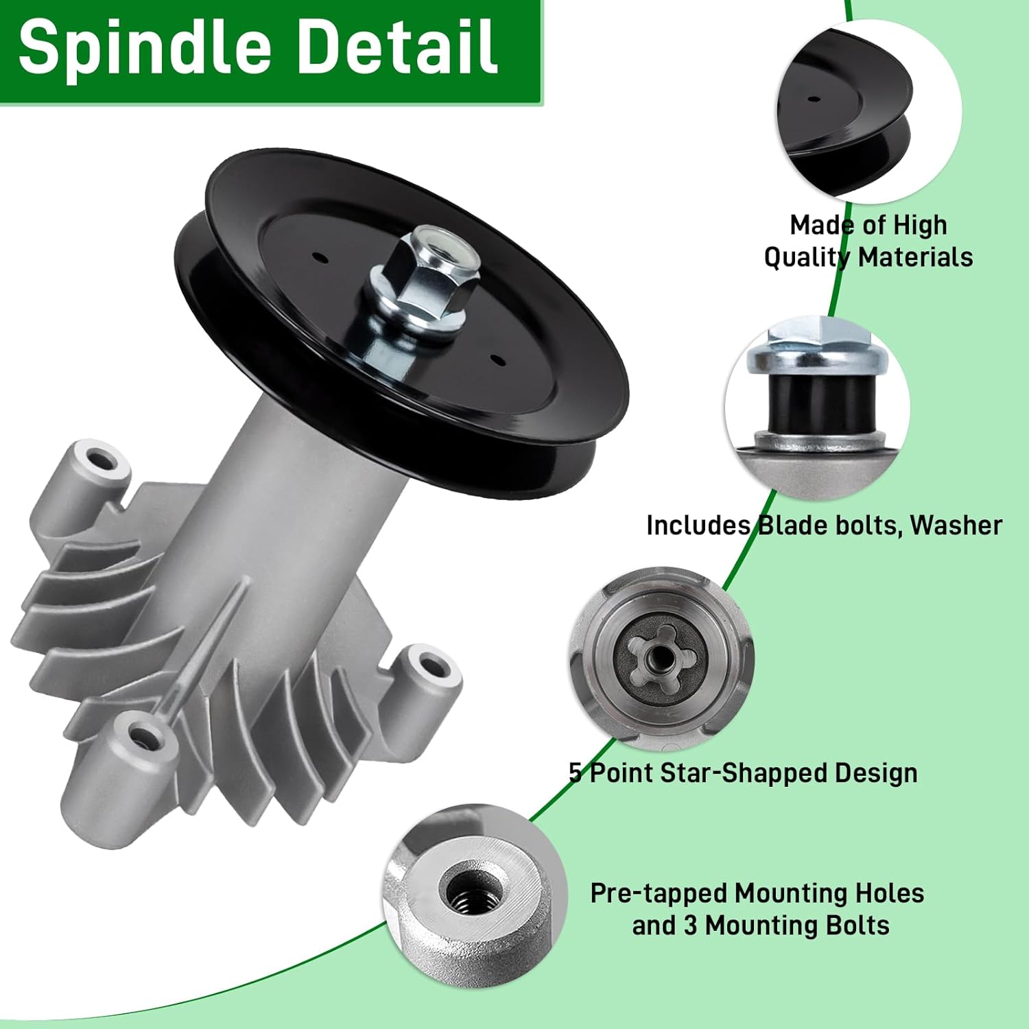130794 Spindle Assembly 153535 Pulley Compatible with Craftsman LT1000 LT2000 DYT4000 42" Deck Tractors, HU, Pou LAN Pro Riding Mower, Replace 128285 130794 133172 137645 532128285 532130794