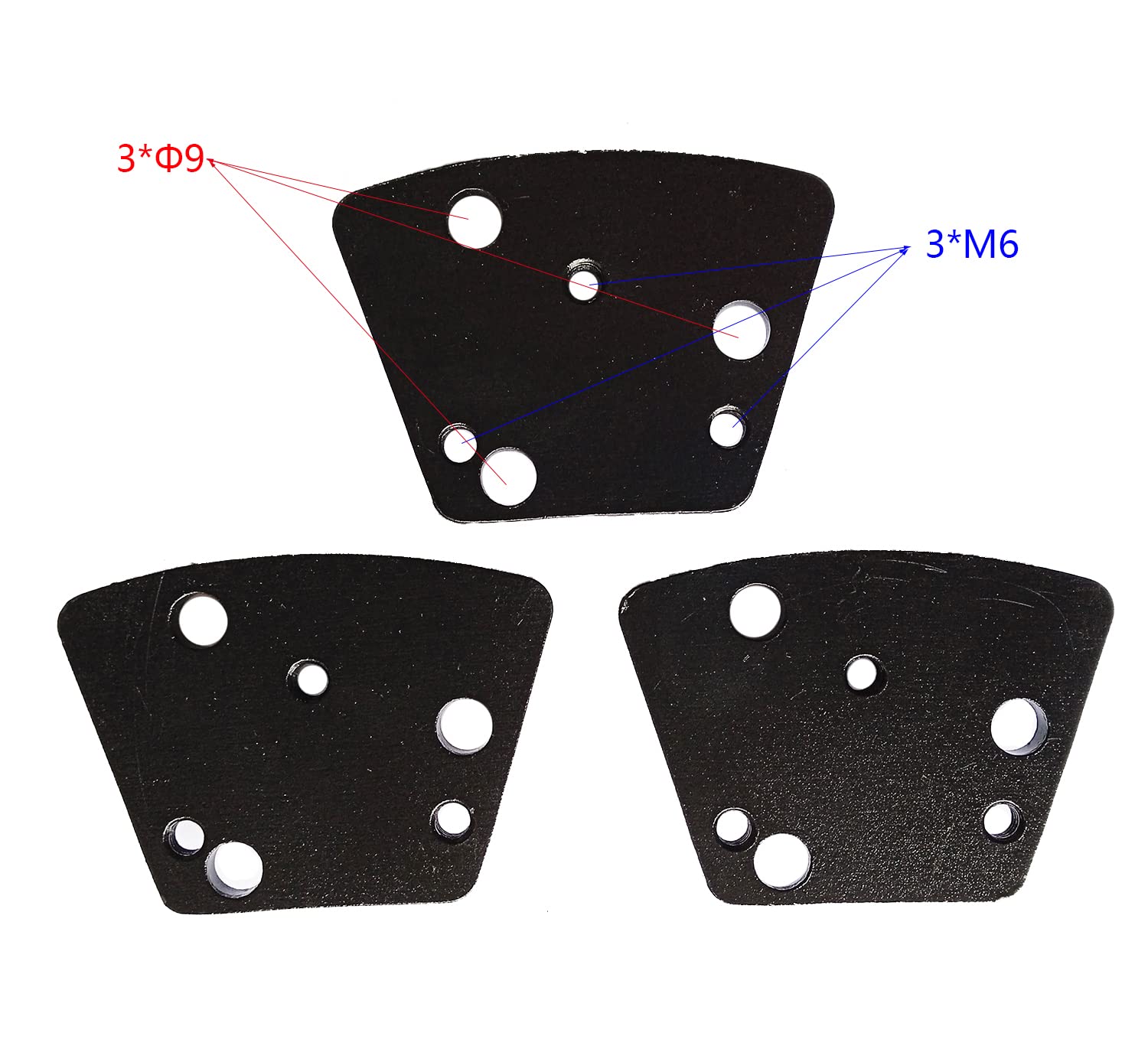 3 Pcs Trapezoid Genenal Sintering Diamond Grinding Disc Block for Concrete Floor Grinding Machine(16#-Medium)