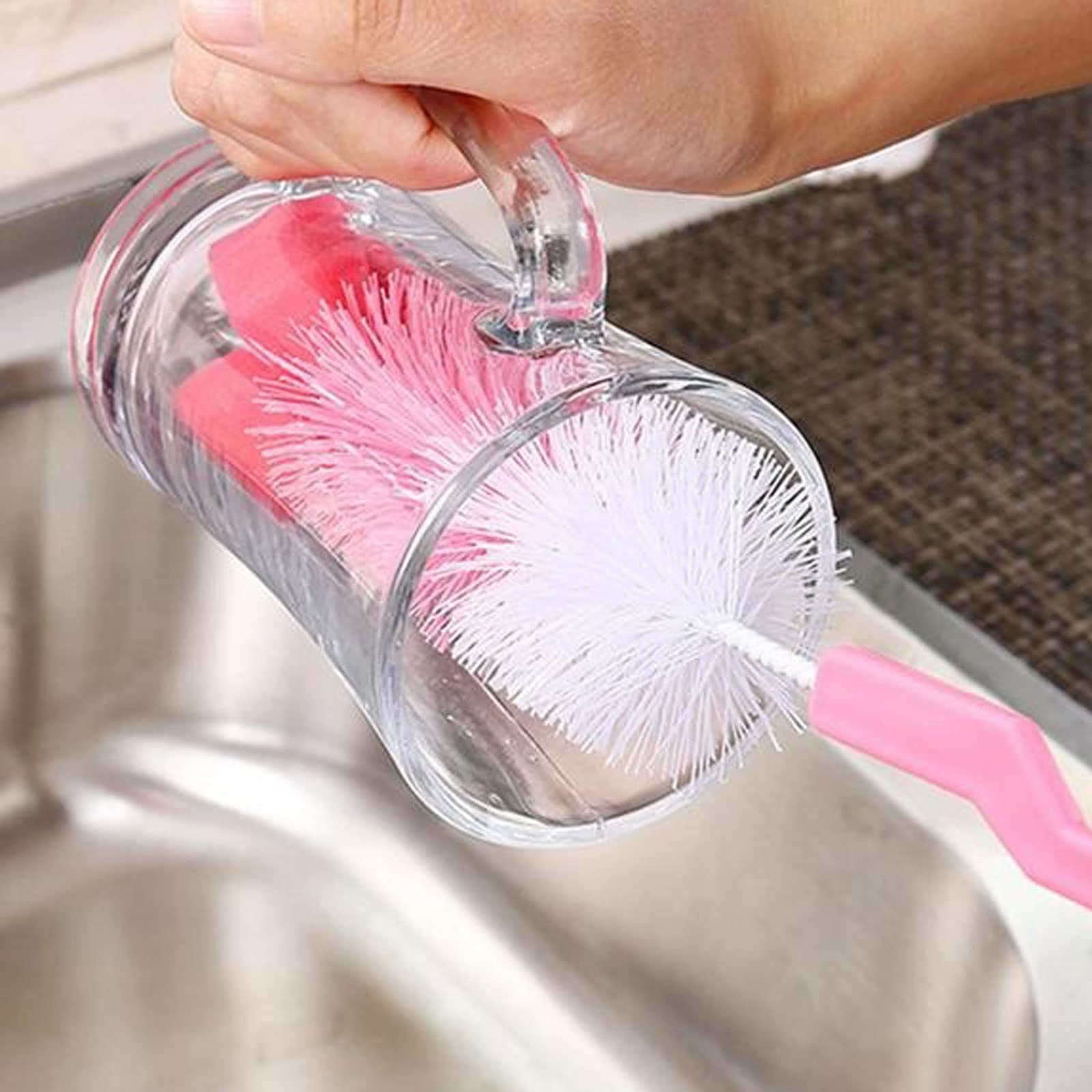 Flaschenbürste mit langem Griff, Flaschenwaschmaschine, Geschirrspülbürste, Flexible Wasserflaschenbürste zum Reinigen, Schwammbürste für Tassen
