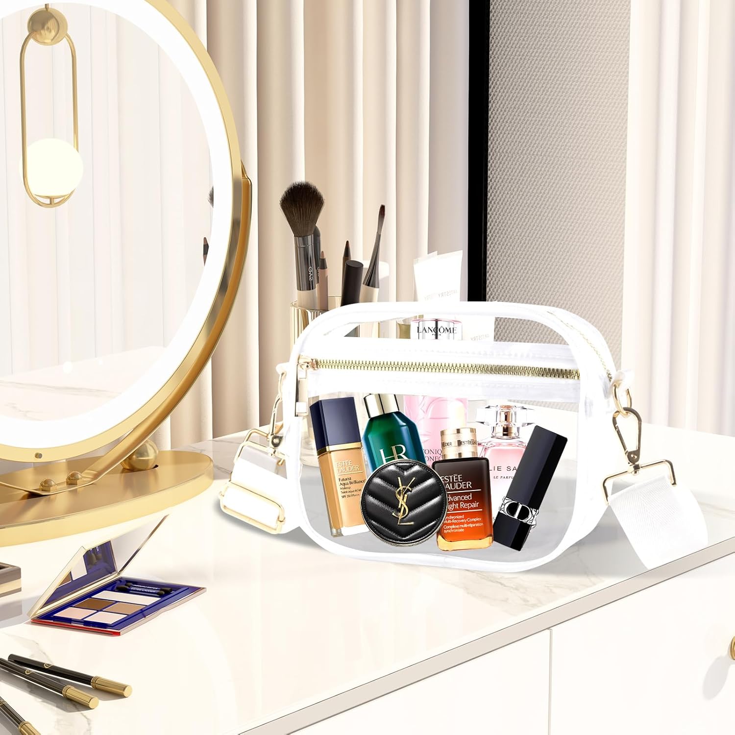 Fibrdoo Clear Bag Stadium Approved, Leather Clear Crossbody Purse Bag for Concerts Sports Events Festivals - Image 3